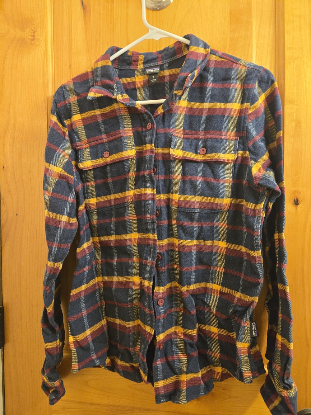Patagonia Plaid Button-Down Shirt - Navy, Yellow & Red